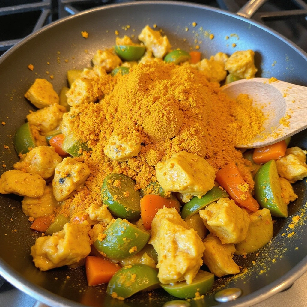 Curry Chicken and Vegetables Recipes Easy Weeknight Meal 5 Curry Chicken and Vegetables Recipes Easy Weeknight Meal Step 5 Stir in Curry Powder