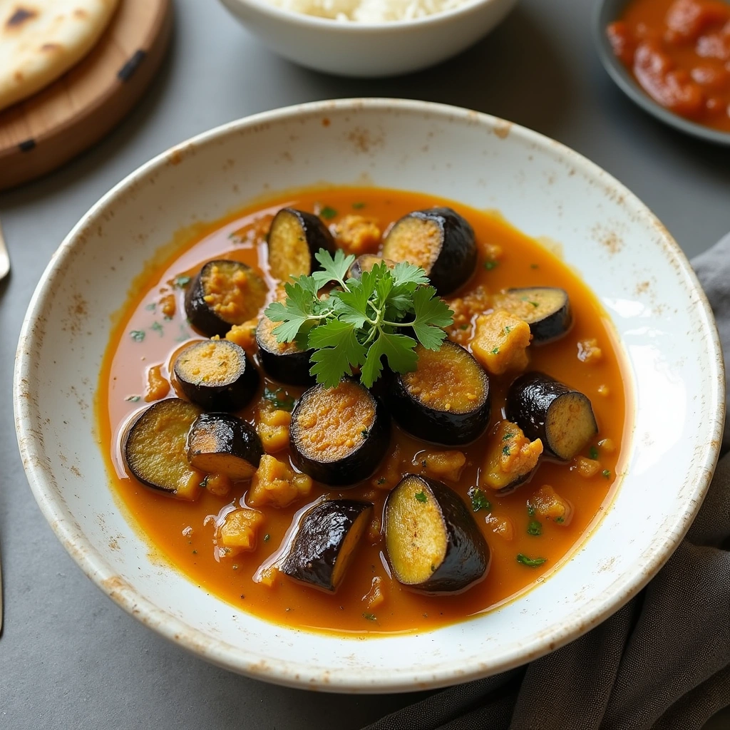 Eggplant Curry Recipes with Coconut Milk Rich Creamy Step 10 Garnish and Serve