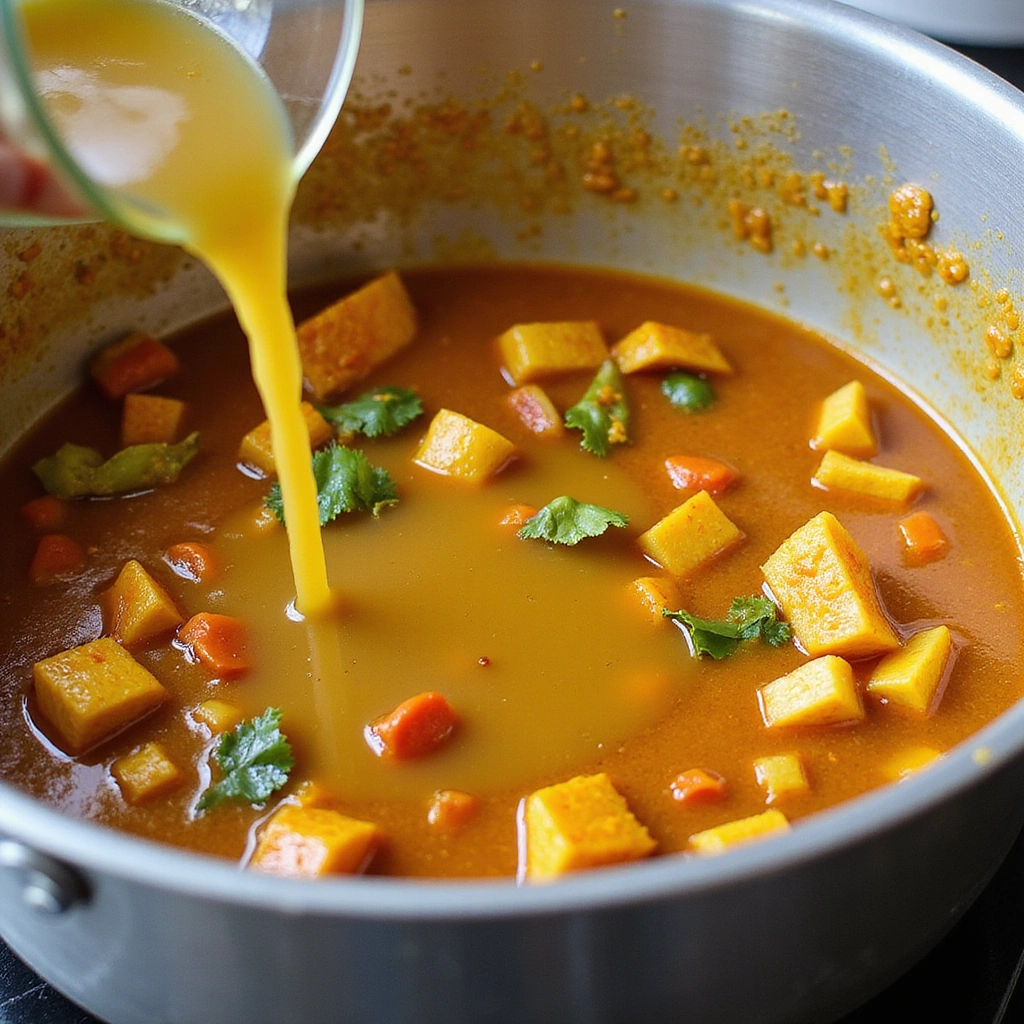 Golden Curry Sauce Mix Recipes for Quick Meals 6 Golden Curry Sauce Mix Recipes for Quick Meals Step 6 Pour in the Broth