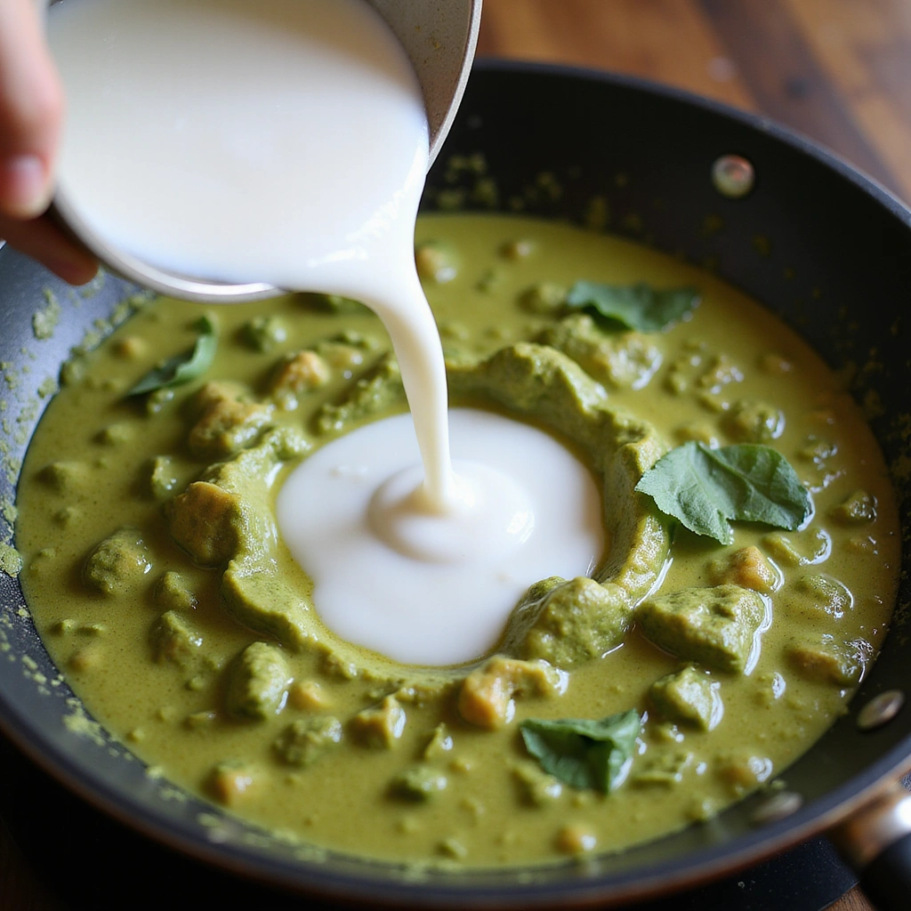 Green Curry Recipes Vegetarian Flavorful Comforting Step 5 Pour in Coconut Milk