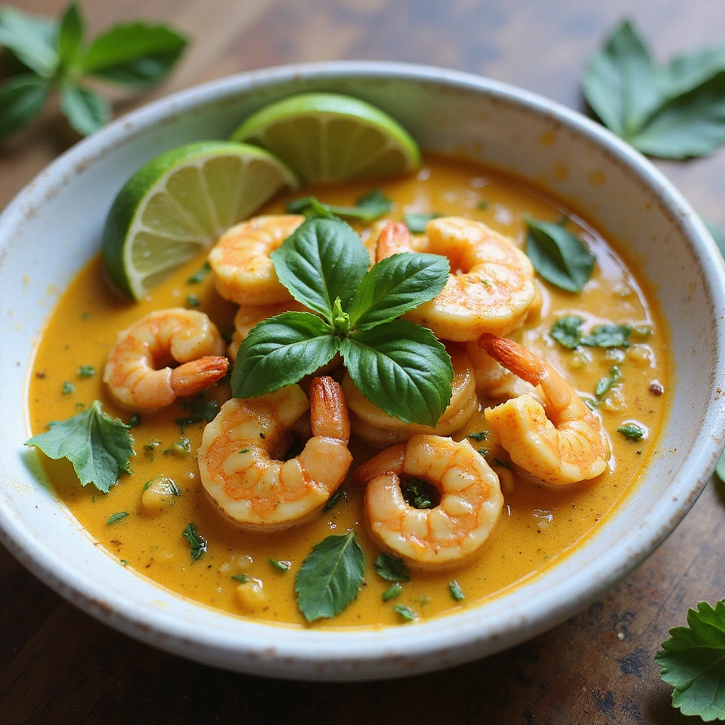 Green Curry Shrimp Recipes Aromatic and Delicious Step 7 Garnish and Serve