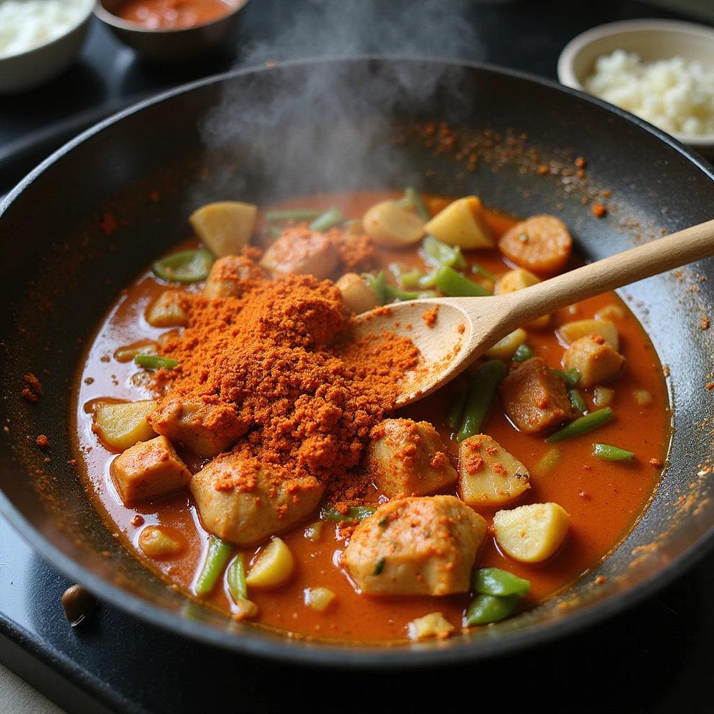 Penang Curry Chicken Thai Recipes Authentic Flavor 5 Penang Curry Chicken Thai Recipes Authentic Flavor Step 5 Incorporate Curry Paste