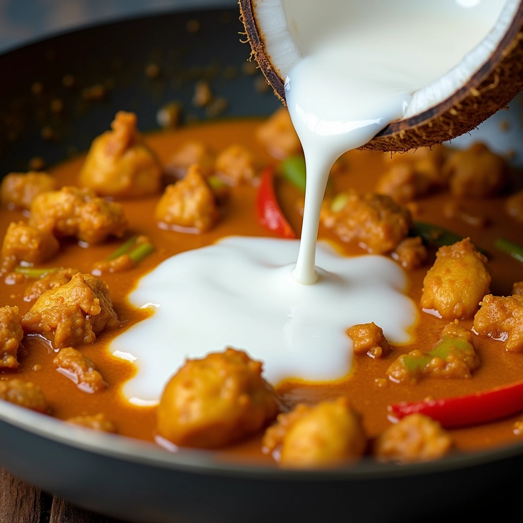 Penang Curry Chicken Thai Recipes Authentic Flavor 6 Penang Curry Chicken Thai Recipes Authentic Flavor Step 6 Add Coconut Milk