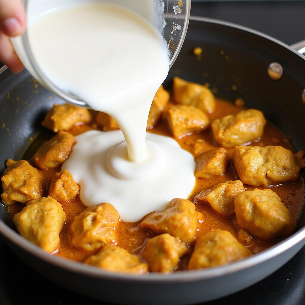 Red Curry Chicken Recipes Creamy Spicy Step 4 Add Coconut Milk