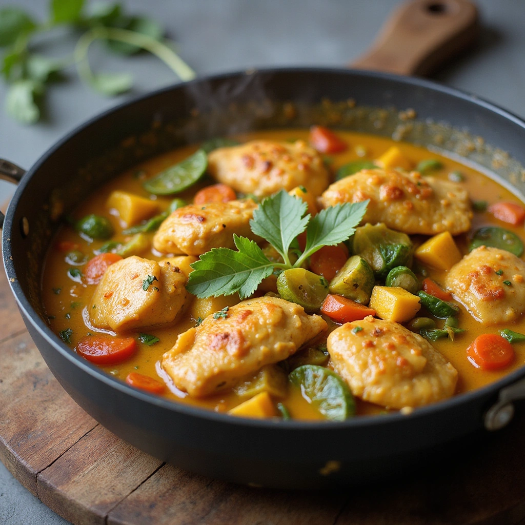 Red Thai Curry Recipes with Noodle Soups at Home Step 5 Add Vegetables and Chicken