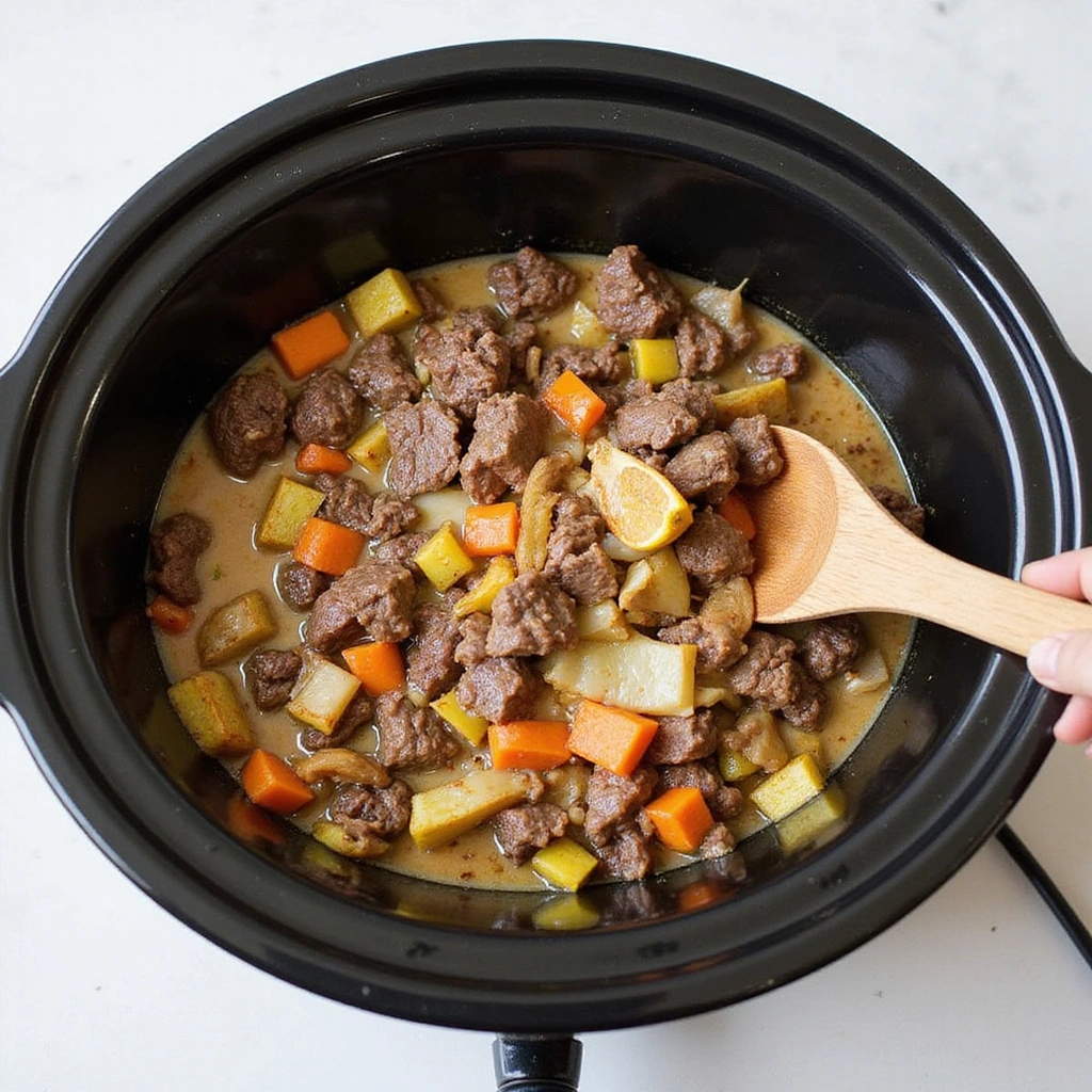 Slow Cooker Beef Curry Recipes That Melt in Your Mouth Step 4 Combine Ingredients in Slow Cooker