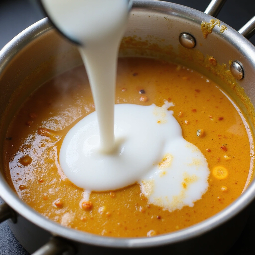 Sri Lankan Fish Curry Recipes Authentic Coastal Taste Step 5 Incorporate Coconut Milk