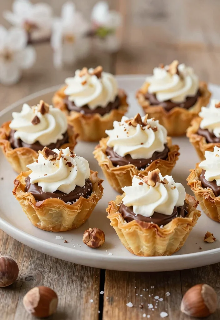 10 Phyllo Dough Dessert Recipes with Crisp Flaky Layers 2. Chocolate Hazelnut Phyllo Cups 0