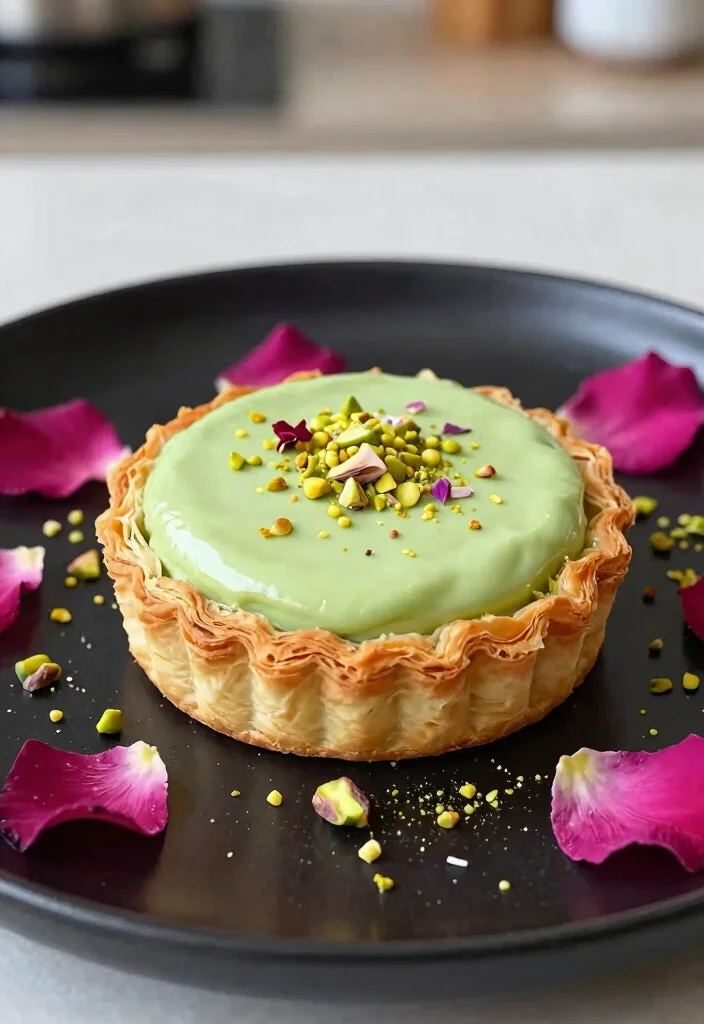 10 Phyllo Dough Dessert Recipes with Crisp Flaky Layers 6. Pistachio and Rose Water Phyllo Tart 0