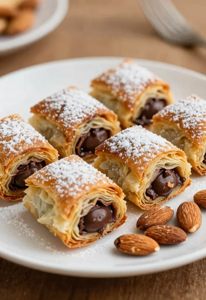 10 Phyllo Dough Dessert Recipes with Crisp Flaky Layers 7. Chocolate Almond Phyllo Pastry 0