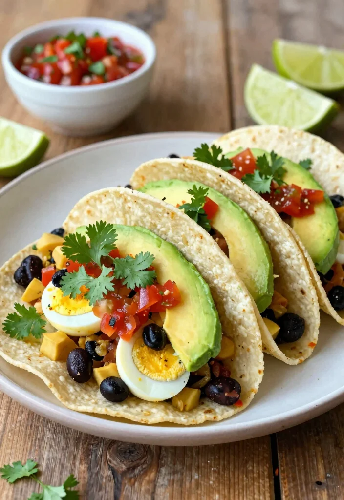 12 Egg Dinner Recipes for Quick Easy Weeknights 8. Egg and Black Bean Tacos 0