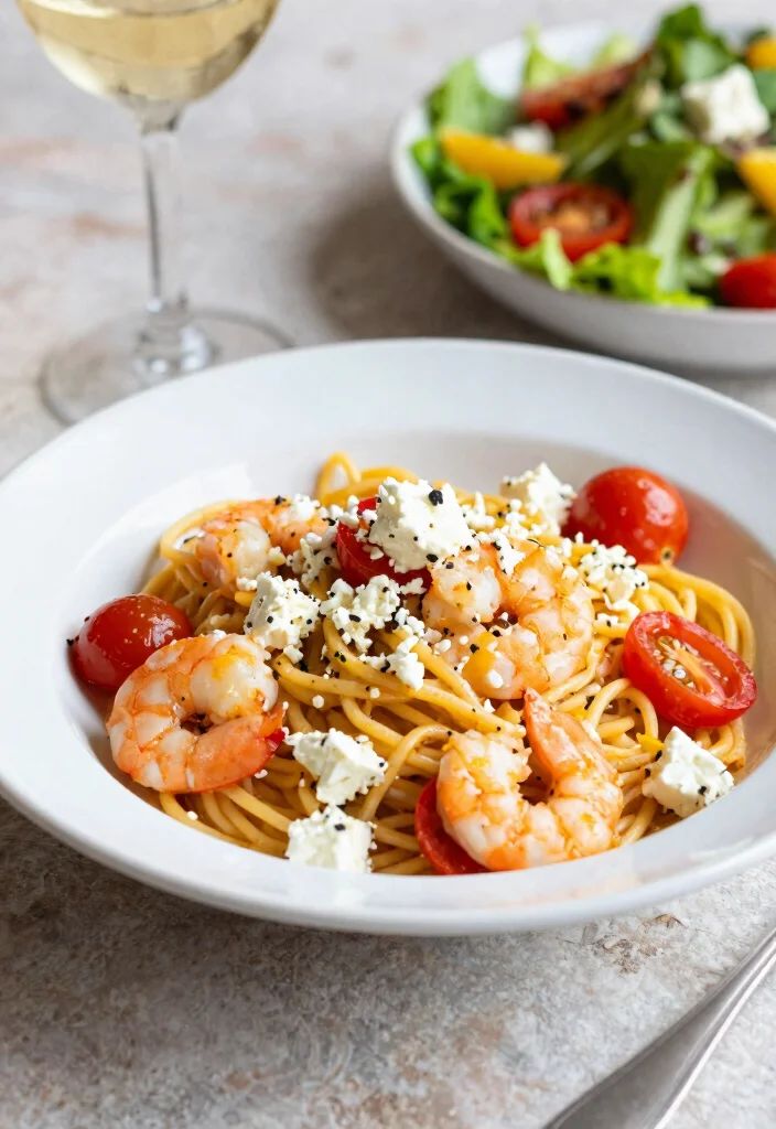 12 Greek Dinner Recipes for Fresh Mediterranean Meals 90 12 Greek Dinner Recipes for Fresh Mediterranean Meals 9. Greek Style Shrimp and Feta Pasta 0